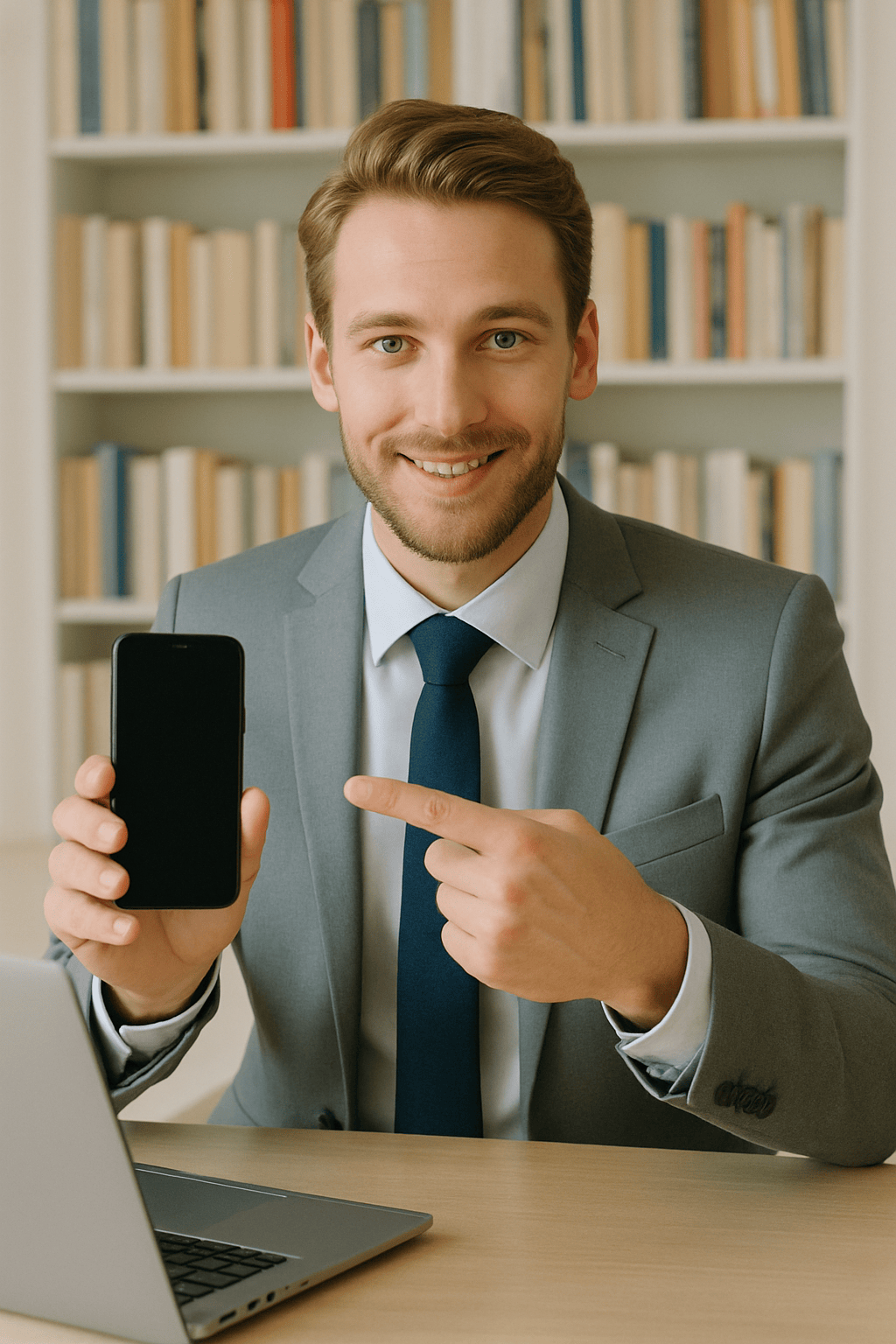 Pisanie prac na 5 kontakt - młody mężczyzna zachęca do kontaktu telefonicznego